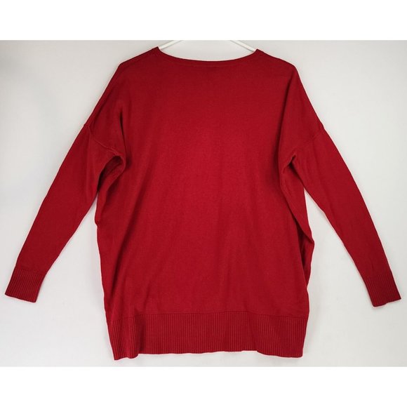 Express Sweater Womens XS Red Y2K Crop High Low Side Zip Dolman Sleeve Pullover - Picture 2 of 10